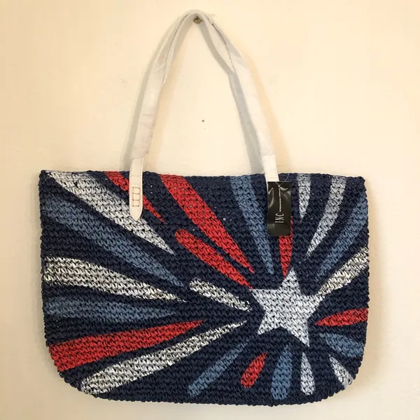 🎉INC Star & Stripes Straw Bag Blue - Image 2