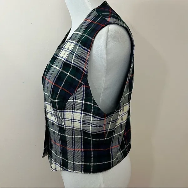 Vintage Surry Classics Tartan Plaid Wool Vest Navy M/ L - Image 3