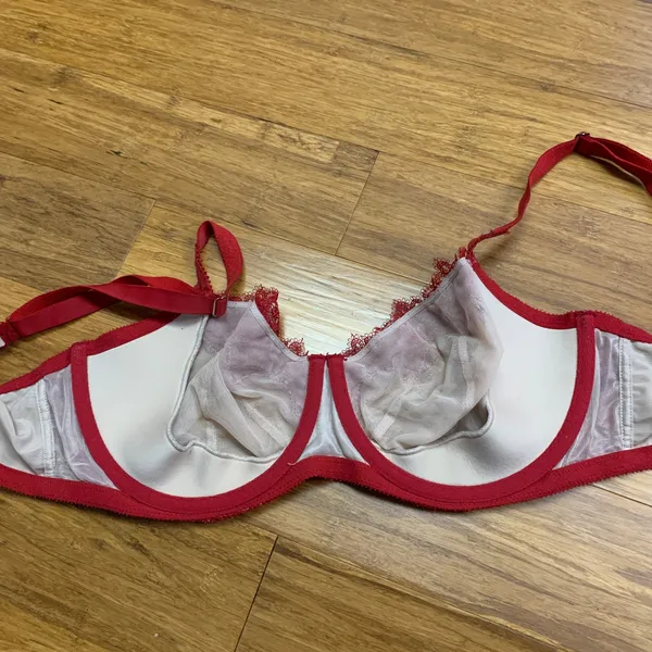 Victorias Secret Dream Angels Push-Up Without Padding Lace Trim Bra Red 34DDD‎ - Image 3