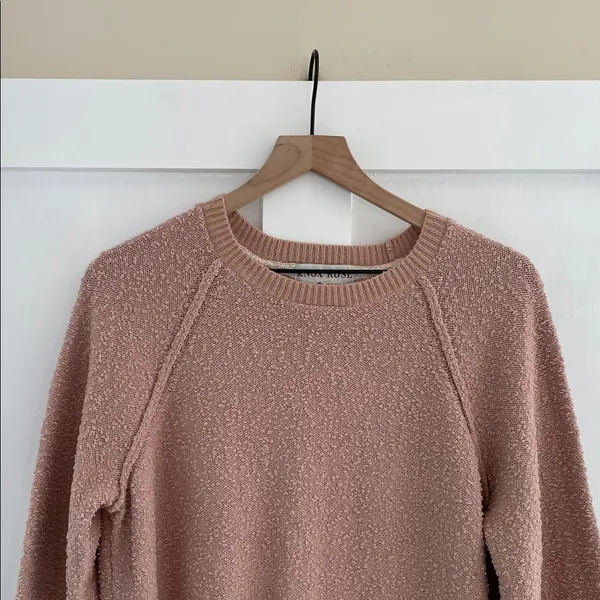 KNOX ROSE Boucle Knit Soft Textured Raglan Sweatshirt Sweater Mauve Pink Size M - Image 4