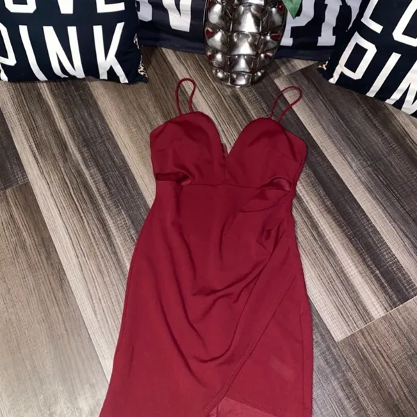 Windsor Red Ruched Spaghetti Strap Mini Dress - Image 9
