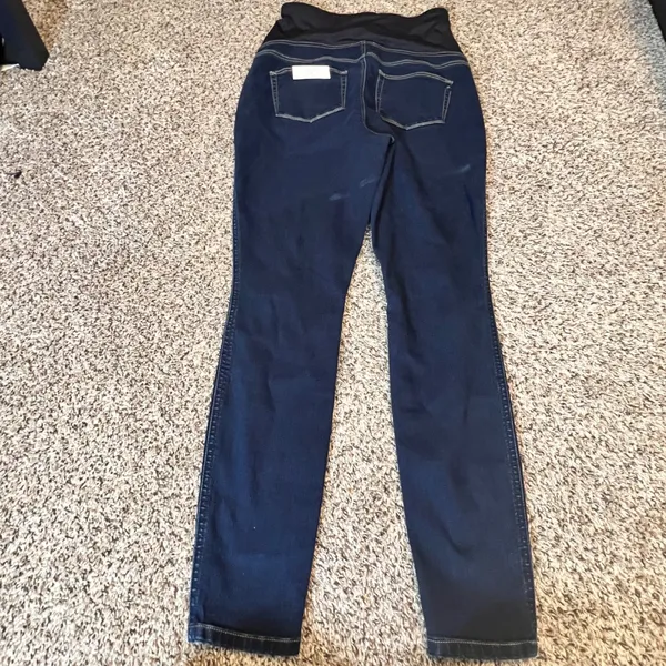 Maurices Maternity Skinny Jeans Dark‎ Wash Full Belly Band Blue Size Medium NWT - Image 7