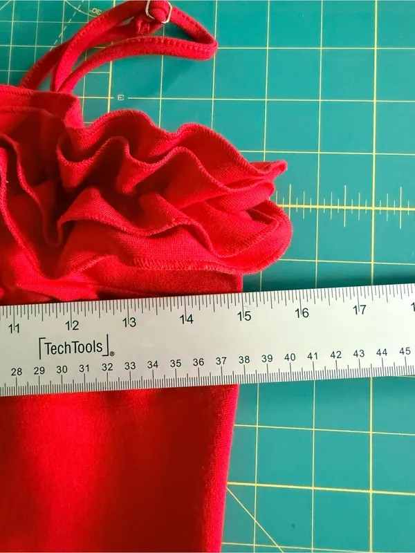 Ruffled Off-Shoulder Red Mini Dress Spaghetti Straps Gathered Trim Size M - Image 3