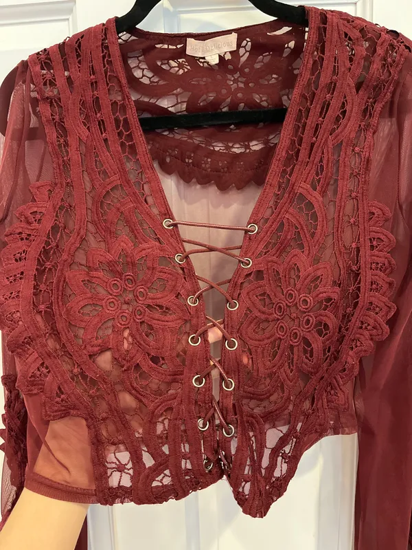 Forever 21 Lace Up Mesh Long Sleeve - Image 3