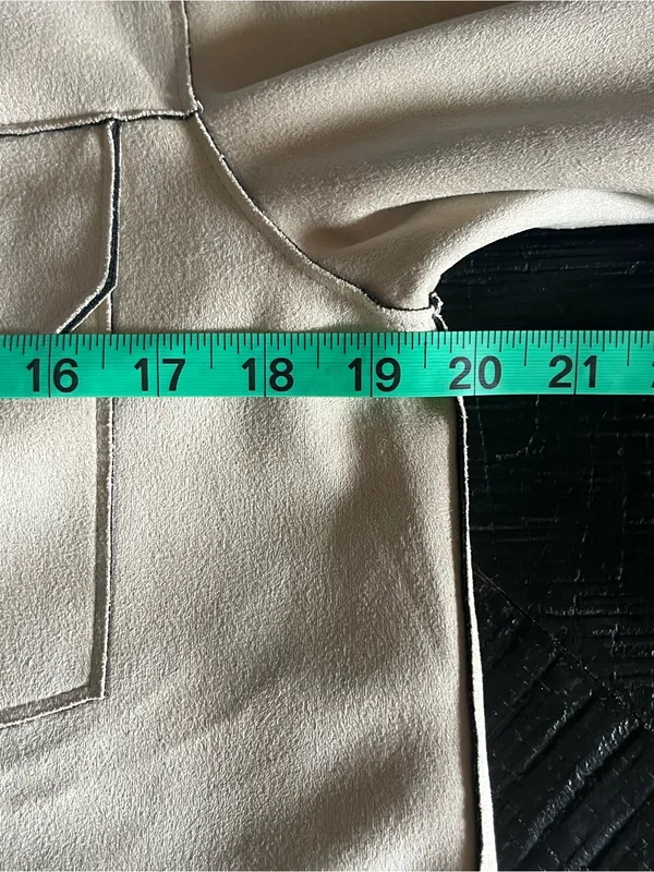 ZARA Women's Beige Faux Suede Contrast Piped Jacket Size S - Image 7