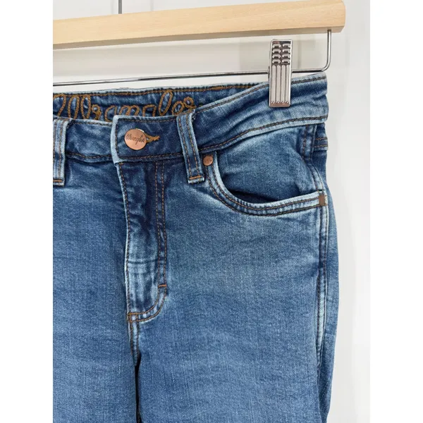 Wrangler High Rise Trouser Jeans Womens 25x32 Blue Medium Wash Excellent Flare - Image 2