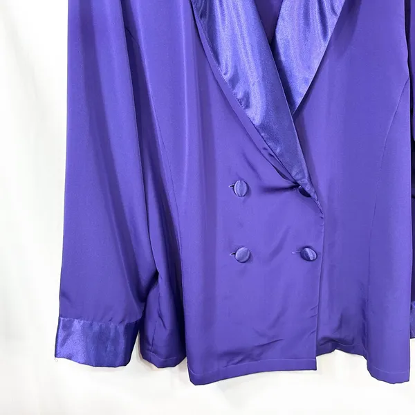 VTG Victoria's‎ Secret Large Pajama Top Purple Satin Trim Double Breasted 1696 - Image 4