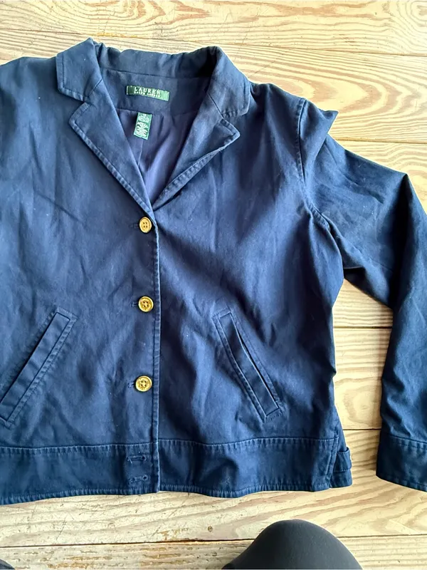 Lauren Ralph Lauren Navy Blue Cotton Jacket Size 16 - Image 3