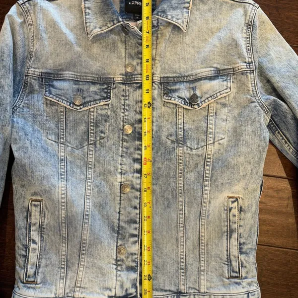 Express sz S 100% Cotton Long‎ sleeve button denim Jean jacket - Image 6