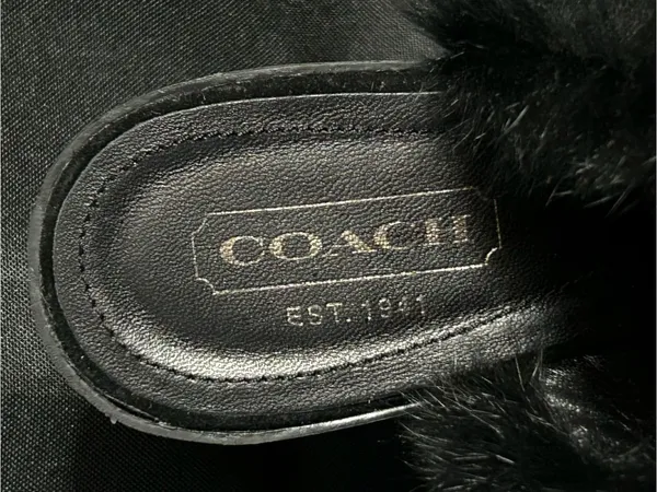 Coach Women’s Vintage Kaela Black Genuine Rabbit Fur Suede Platform Slides 7.5 - Image 5