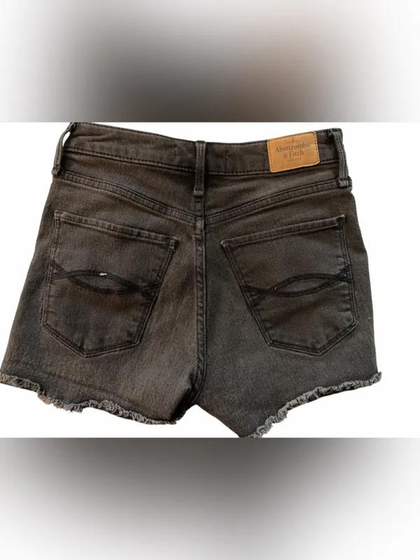 Abercrombie & Fitch Black Distressed Denim Cutoff Shorts - Image 2