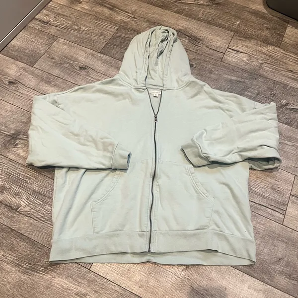 Aeropostale Women’s 2XL Light Green /‎ Blue Sweatshirt Hoodie w/ Pockets Zip Up - Image 2