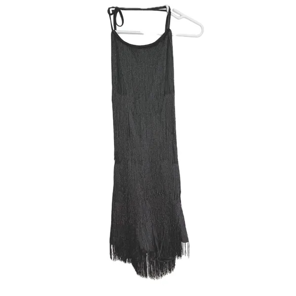NWT Ella Lust Black Fringe Halter Backless Mini Dress Jumpsuit - Medium - Image 5