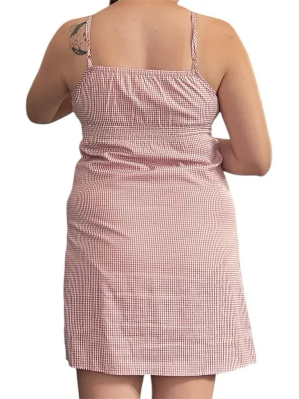 Pink & white gingham dress. Size M - Image 4