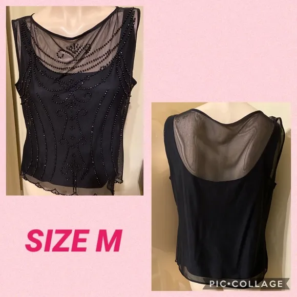 🛍SEQUIN BLACK TOP AS SHOWN SIZE M🛍WORN ONCE🛍 Size M - Image 2