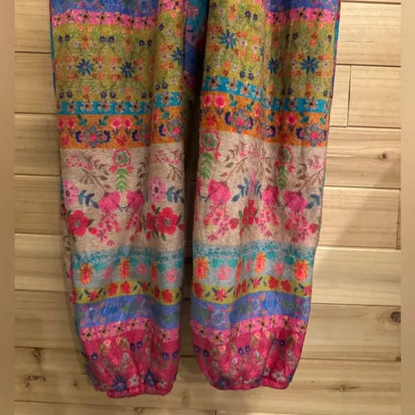 Natural Life Large Colorful Bohemian Fair Isle Print Fleece Zip Up One Piece PJ - Image 2