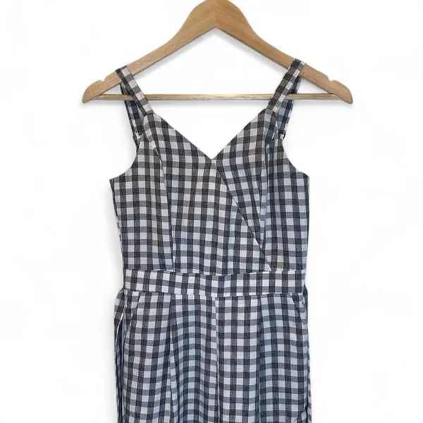 Gingham‎ Plaid Sleeveless Belted Jumpsuit Size Small Casual Boho Lightweight - Image 2