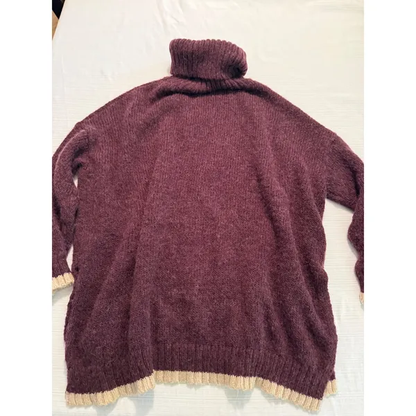 Matty M Womens Small Burgundy‎ Wool Alpaca Blend Oversized Turtleneck Sweater - Image 6
