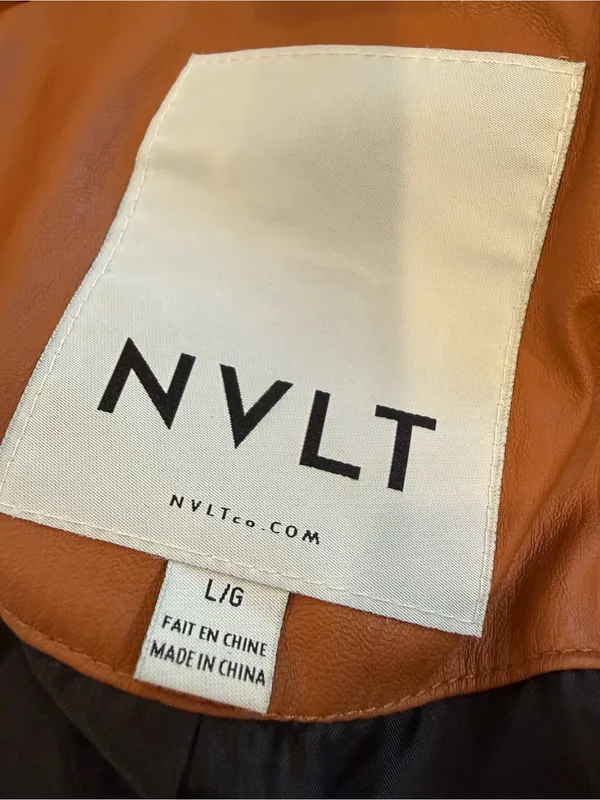 NVLT Faux‎ Leather Puffer Jacket size Large Brown - Image 7