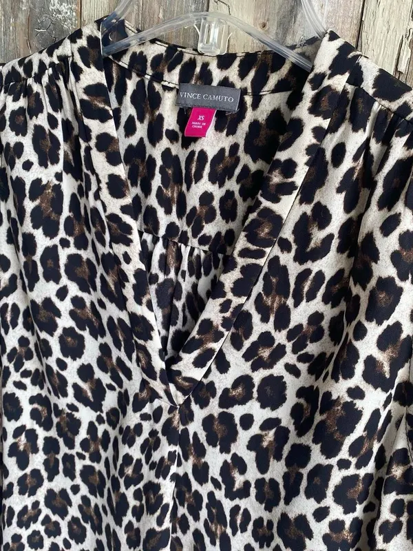 Vince Camuto leopard print sleeveless blouse work office business casual fall XS - Image 2