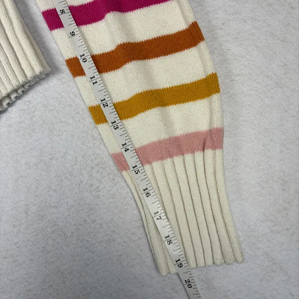 GAP Rainbow Knit Crewneck Sweater Women's L Multi Relaxed Cozy Grannycore Autumn - Image 6