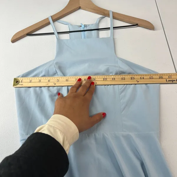Lulus Call to Charms Mini Dress Womens M Light Blue‎ Stretch Racerback Back Zip - Image 10