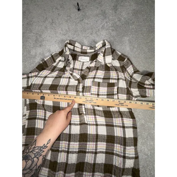 Anthropologie Tunic Top Shirt Medium Isadora‎ Popover Stretch Checkered Gauze - Image 5