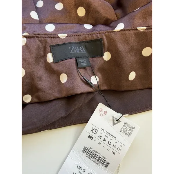 Zara‎ Satin Strapless Brown Polka Dot Pretty Woman Top Silky 90s - Image 8