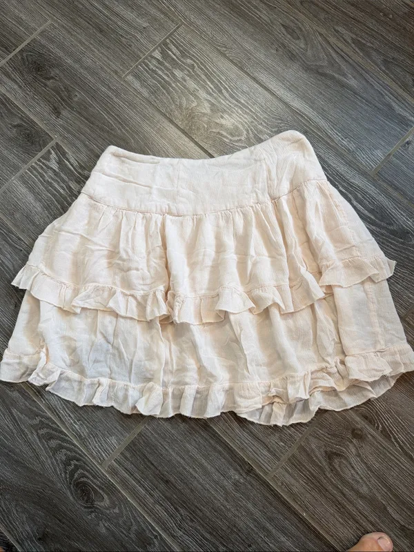 Free People cream/light blush Ruffled Viscose Skirt size XS extra small - Image 4