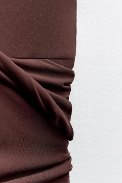 Zara dress fitted bodycon Brown Cutout Midi Party Wedding Coctail - Image 12