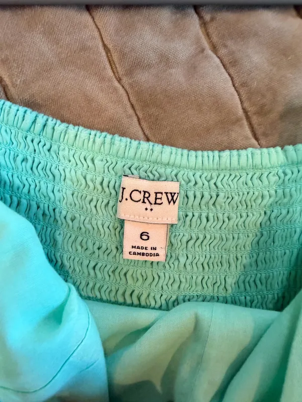 J.Crew Mint Green Linen Blend Smocked Back Midi Dress Size 6 - Image 2