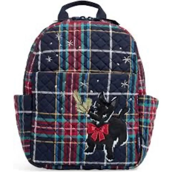 Vera Bradley Plaid Scottie Dog Backpack Size 10”x12”x5” Blue/Red - Image 2