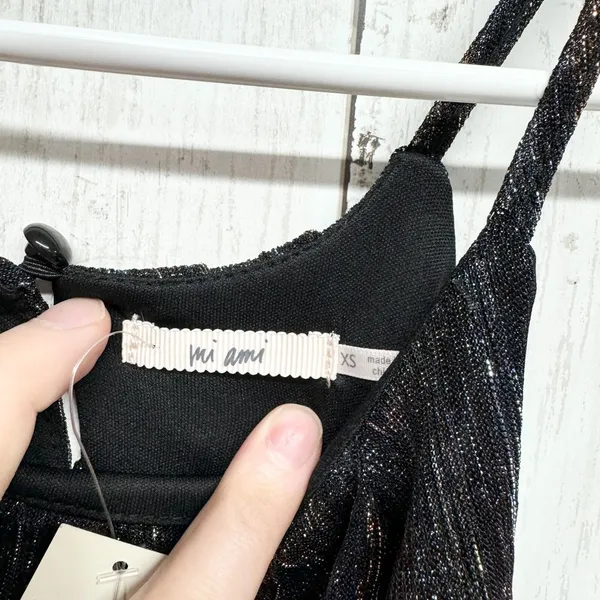Francescas Dress Women Size XS Sparkly Spaghetti Black Gold Sparkle Cocktail NWT - Image 3