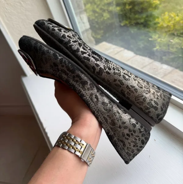 Tory Burch Luisa Anthracite Leopard Metallic Ballet Flats - Image 5