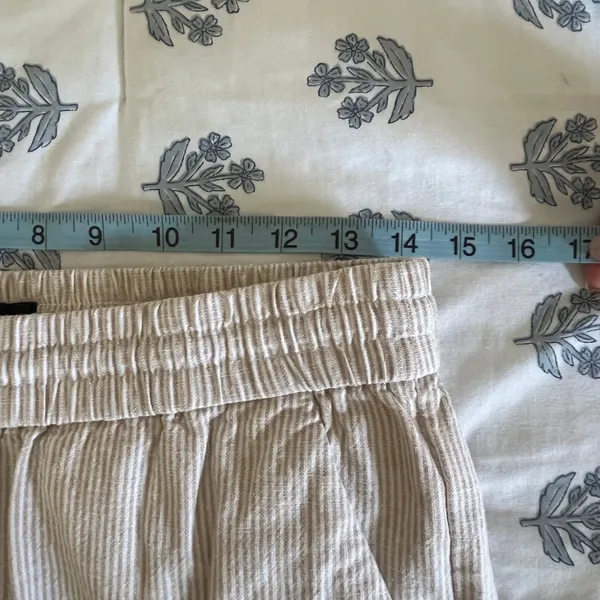 J.Crew Striped Linen-Cotton Blend Drawstring Pants Beige White AY192 Womens 6 - Image 7
