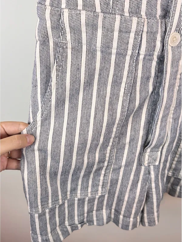 Pilcro Anthropologie The Kit Utility Romper Size 12 Blue White Stripe Cotton - Image 8
