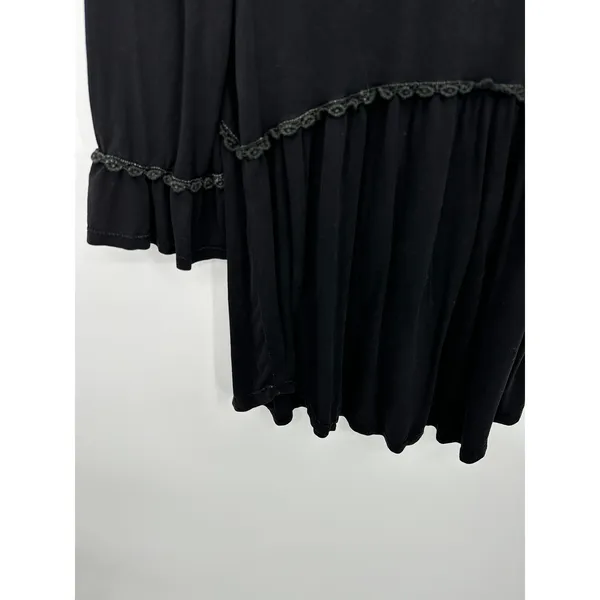 POL Babydoll Top Women Small Black Grunge Goth Boho Witch 1/2‎ Sleeve Stretch - Image 4