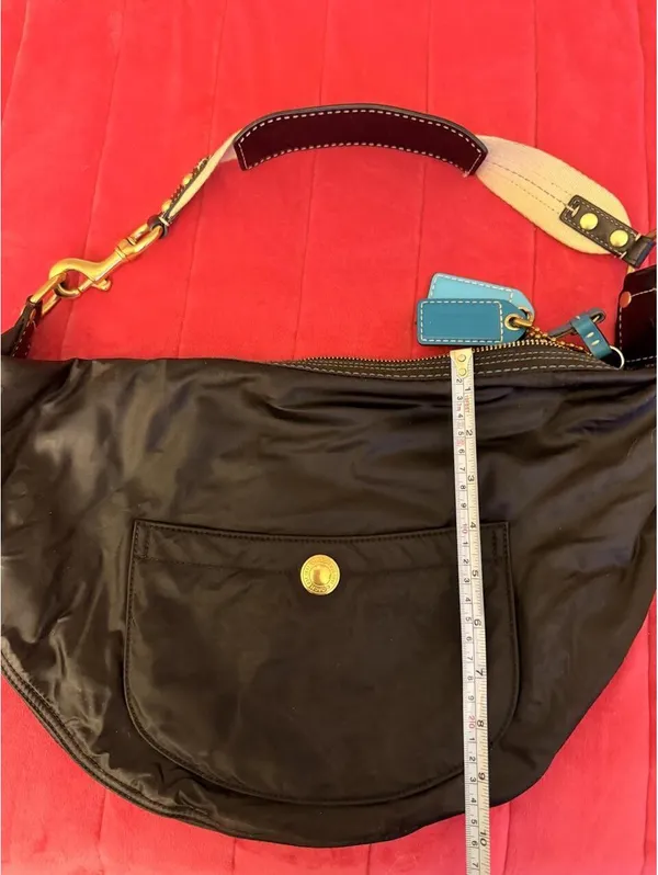 Black Vintage Coach Hamptons Satin Nylon Crescent Hobo Bag 2005 - Image 3
