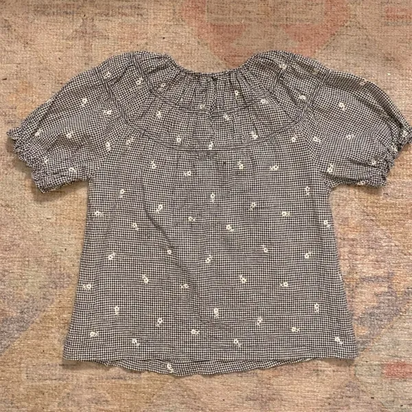 Madewell NWOT!!! Gingham Linen Blend Top with Embroidered Daisy Pattern - Image 7