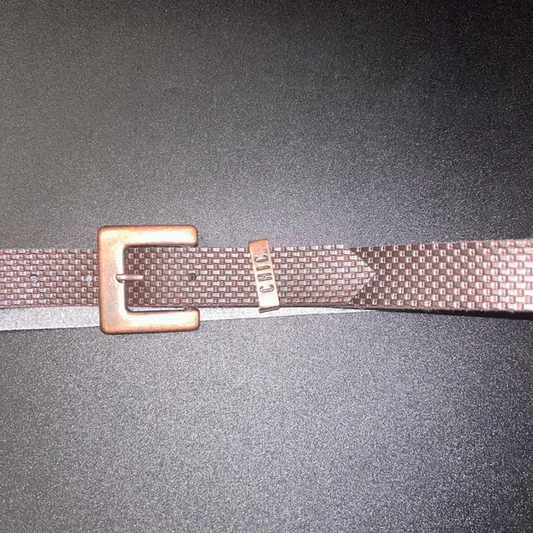 Chic Brown Textured Faux Leather Adjustable Belt Women's Size 8 - Image 2