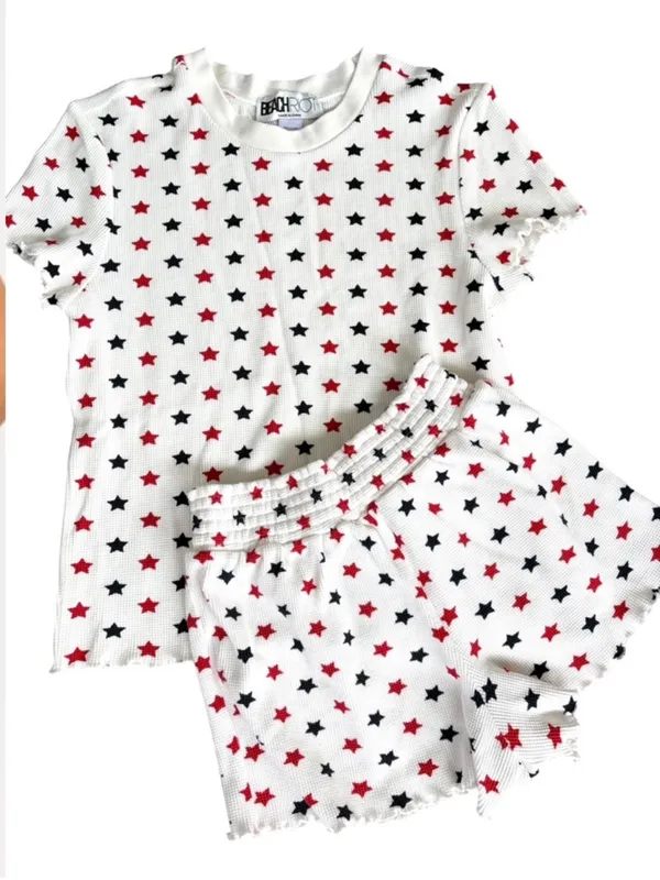 Like New BEACH RIOT Bay Thermal Sleep Set Americana Star Pattern Size Small - Image 2