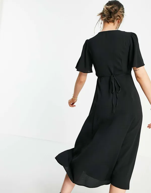 Asos Angel Sleeve Tie Back Midi Tea Dress - Image 2