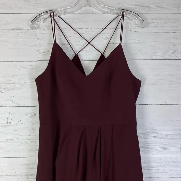 Forever New maroon wrapped strappy dress front slit size 8 - Image 2
