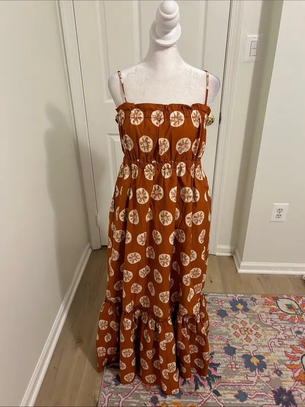 Free People Leanna Bandeau Tube Maxi Dress In Brick Combo Cotton NWT Size Large - Image 6