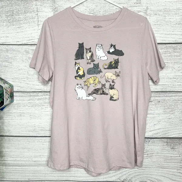 Mighty Fine Cats Short Sleeve T-Shirt - Light Pink Size Large - Image 7