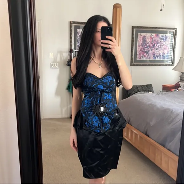 Gunne Sax Jessica Mc Clintock bust black / blue dress size 6 - Image 2