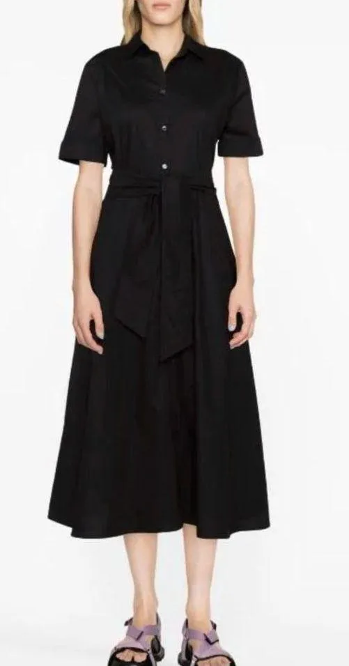 Woolrich black 100% cotton tied-waist poplin shirt dress NEW - Image 2