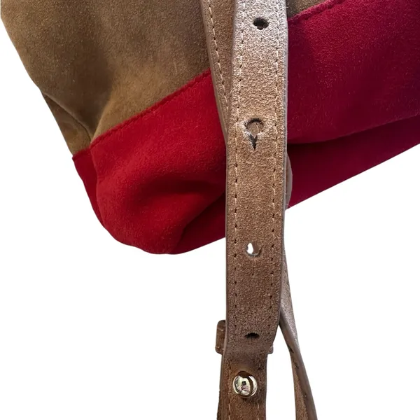 House of Harlow 1960 Juda Mini Backpack Suede Adjustable Straps Red‎ & Brown - Image 5
