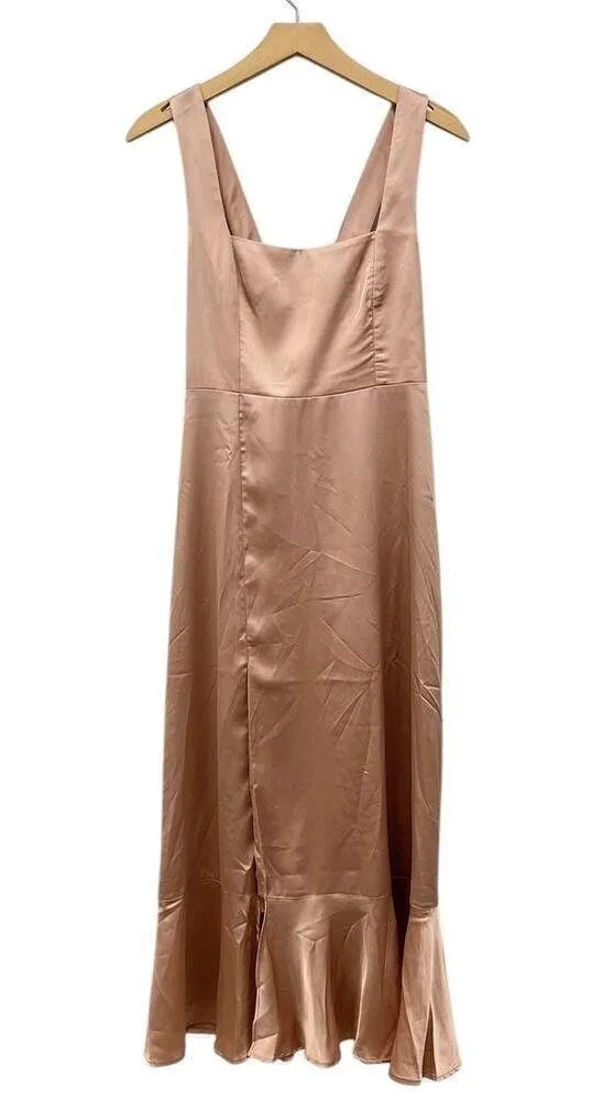 Show Me Your Mumu Claire Midi Dress in Rose Gold Luxe Satin size Small - Image 2