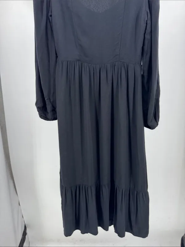 And Now This square neck Black Long-Sleeve Midi Dress slit M casual witchy - Image 11